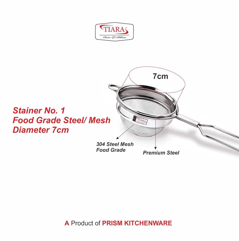 Tiara TIARA No.1 MAX Round 1pc Stainless Steel Tea Coffee Strainer Sieve Chai chalni Juice Oil Filter Single Mesh Stainless Steel (No.1)  - Image 2