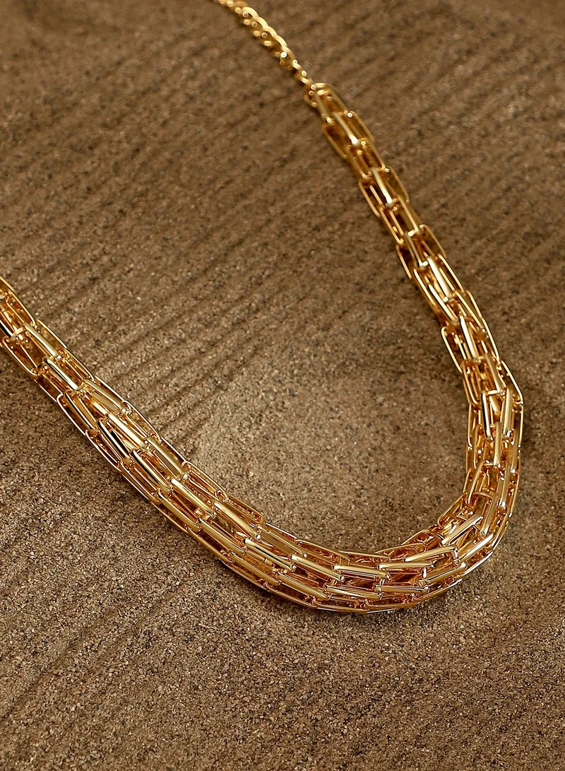 SOHI Women's Braid Pin-Link Statement Necklace