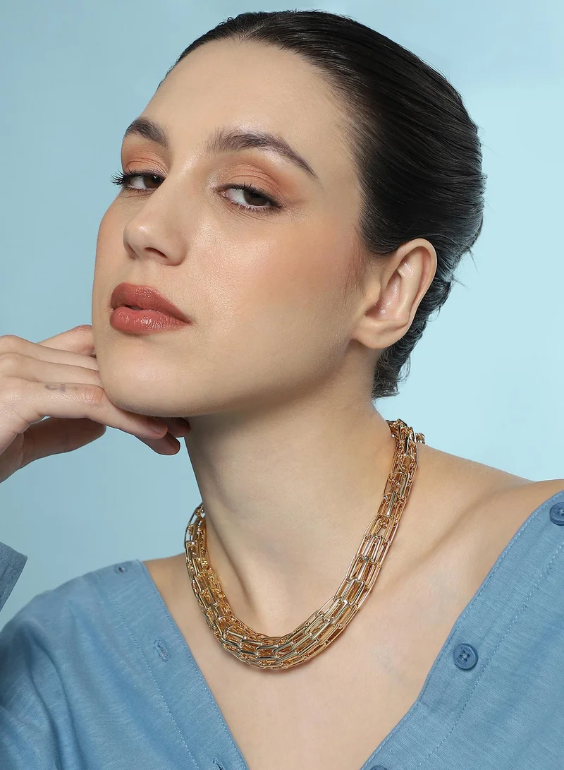 Sohi  Women's Braid Pin-Link Statement Necklace for Women | Best Price UAE