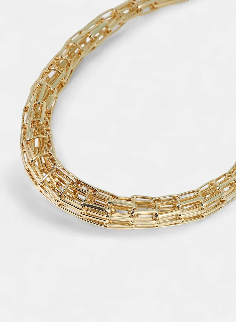 Sohi  Women's Braid Pin-Link Statement Necklace for Women | Best Price UAE