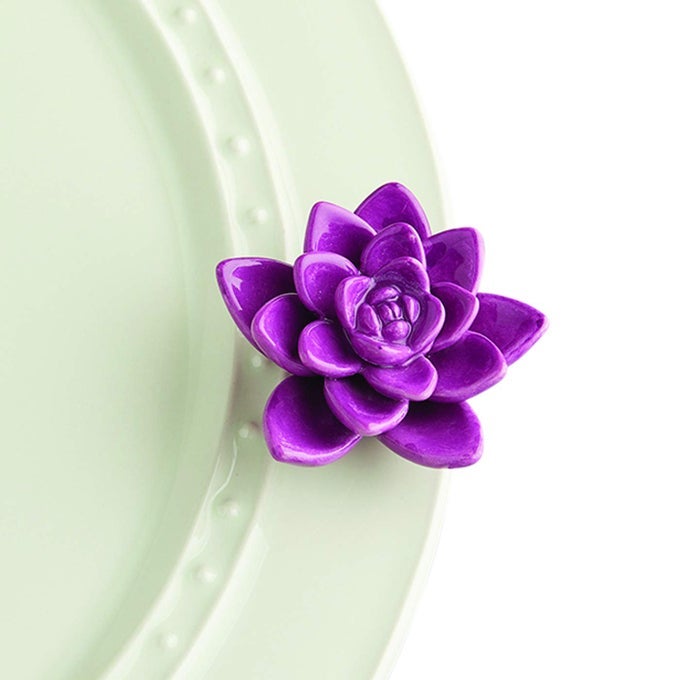 NORA FLEMING GET GROWING PURPLE FLOWER A243 HANDPAINTED CERAMIC HOLIDAY DCOR SPRING MINIS FOR THE HOME AND OFFICE