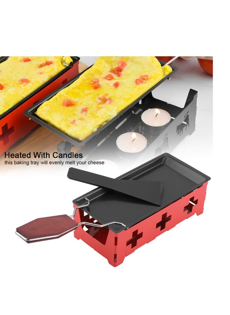 Excefore - Cheese Raclette Rotaster, Portable Non-Stick Baking Tray Stove Set, for Wooden Handle Home Kitchen Grilling Tool Stove Set With Spatula - Image 1