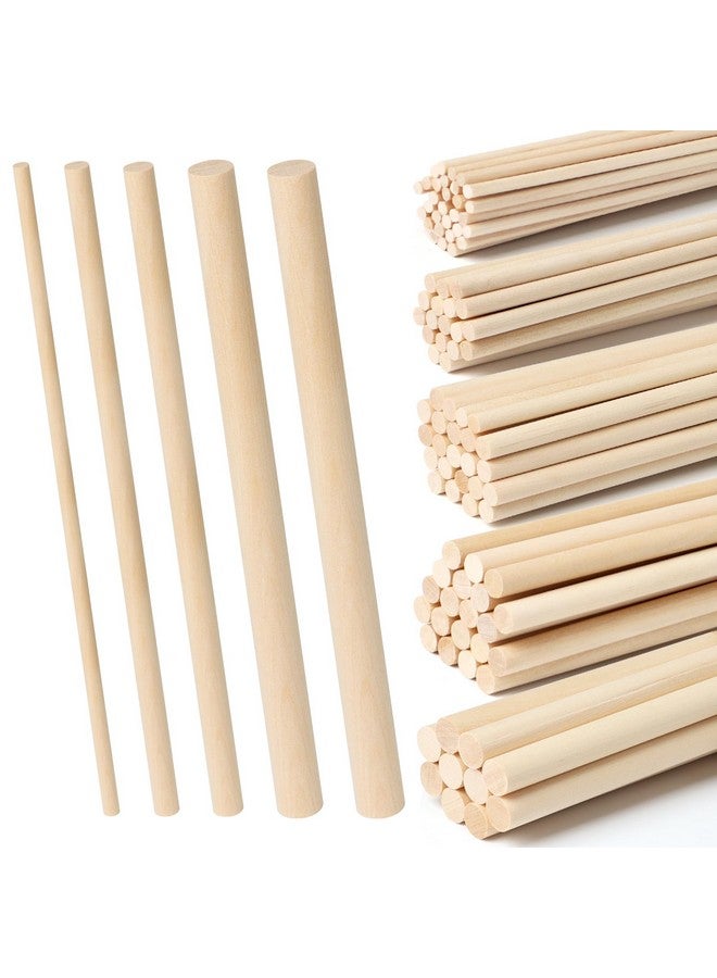 Hapy Shop 100 Pieces Wooden Dowel Rods Assorted Sizes Wooden Dowels 1/8, 3/16, 1/4, 5/16, 3/8 X 6 Inch Wood Craft Dowel Rods For Crafts And Diy - Image 1