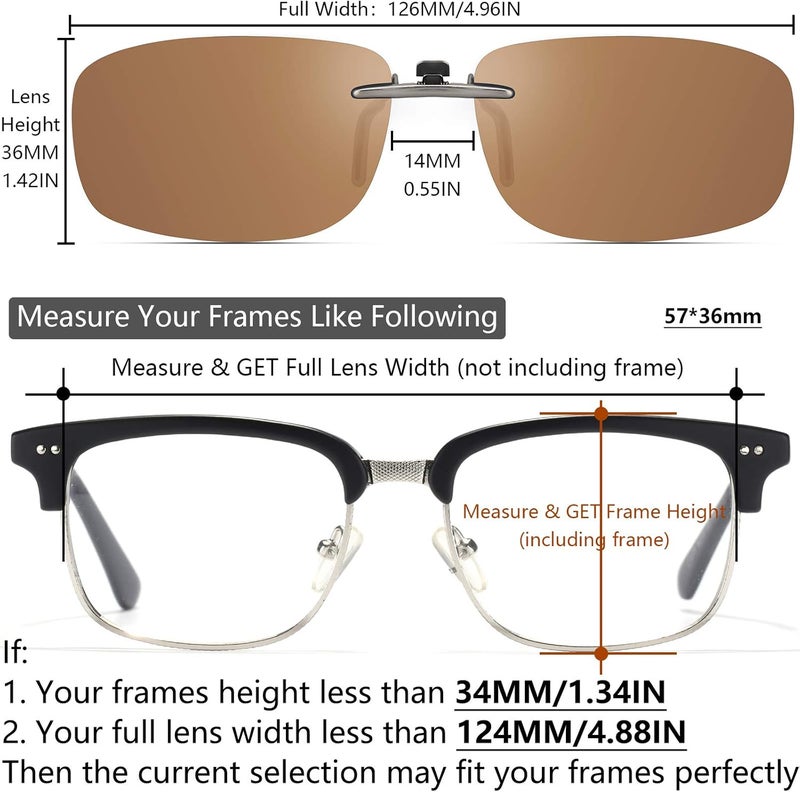 CAXMAN Polarized Clip On Sunglasses Over Prescription Glasses Men Women Compact Fit Non-Flip Up - Image 4