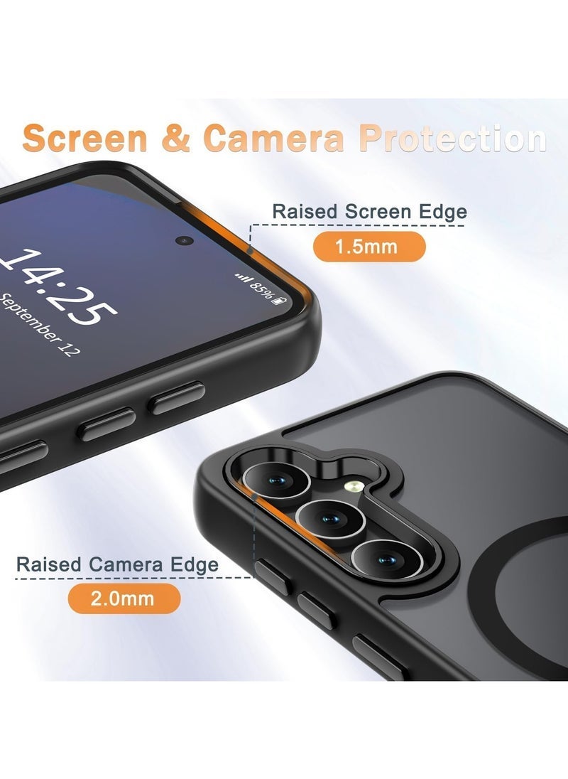 TIGER Samsung Galaxy S25 Case – Matte Magnetic Phone Case with 1 Screen Protector, Magsafe Compatible, Translucent Frosted Shockproof Protective Cover for Samsung Galaxy S25, Black - Image 4