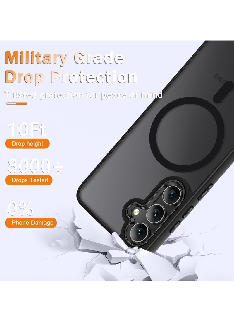 TIGER Samsung Galaxy S25 Case – Matte Magnetic Phone Case with 1 Screen Protector, Magsafe Compatible, Translucent Frosted Shockproof Protective Cover for Samsung Galaxy S25, Black - Image 2