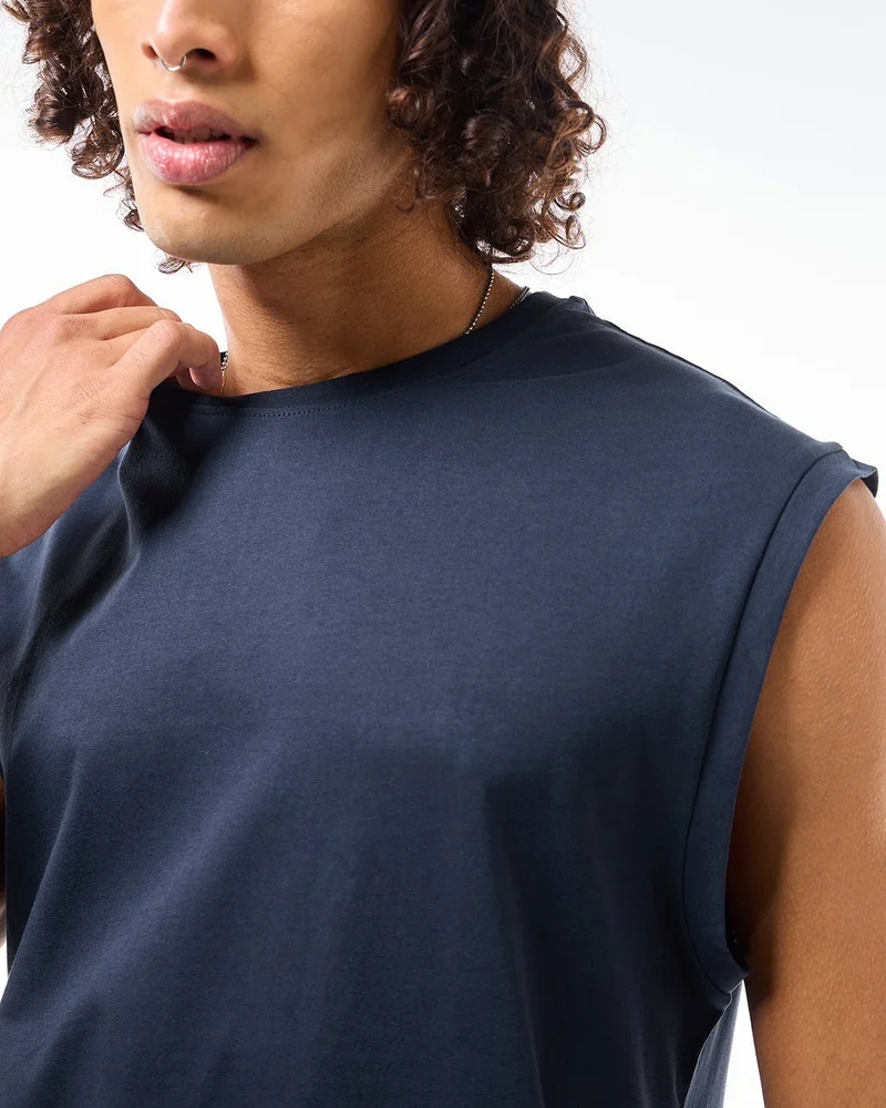 bewakoof  Men's Blue Boxy Fit Vest for Men | Best Price UAE