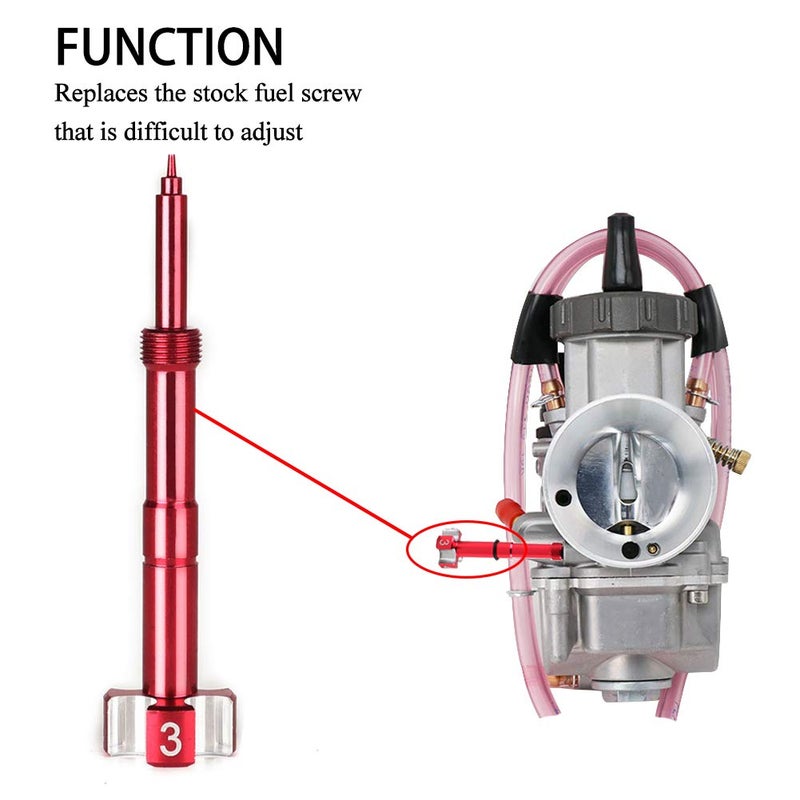 RSG Air Fuel Mixture Screw CNC Adjust Carb FCR Air Screw Compatible with KEIHIN Carburetor Four-Strokes FCR Carbs Motorcross Motorcycle(red) - Image 2