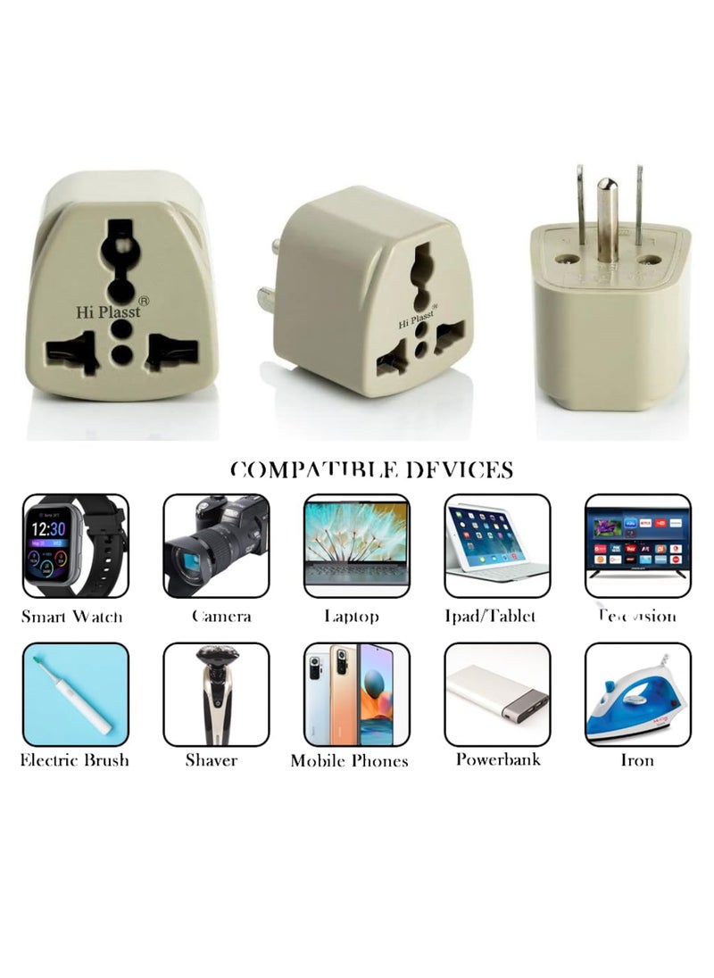 HI PLASST PINS N PLUGS HiPlasst 3 Pieces India to USA Plug Adapter TypeB Plug for USA 3Pin Grounded Power Adapter for US Devices International Plug Converter  - Image 5