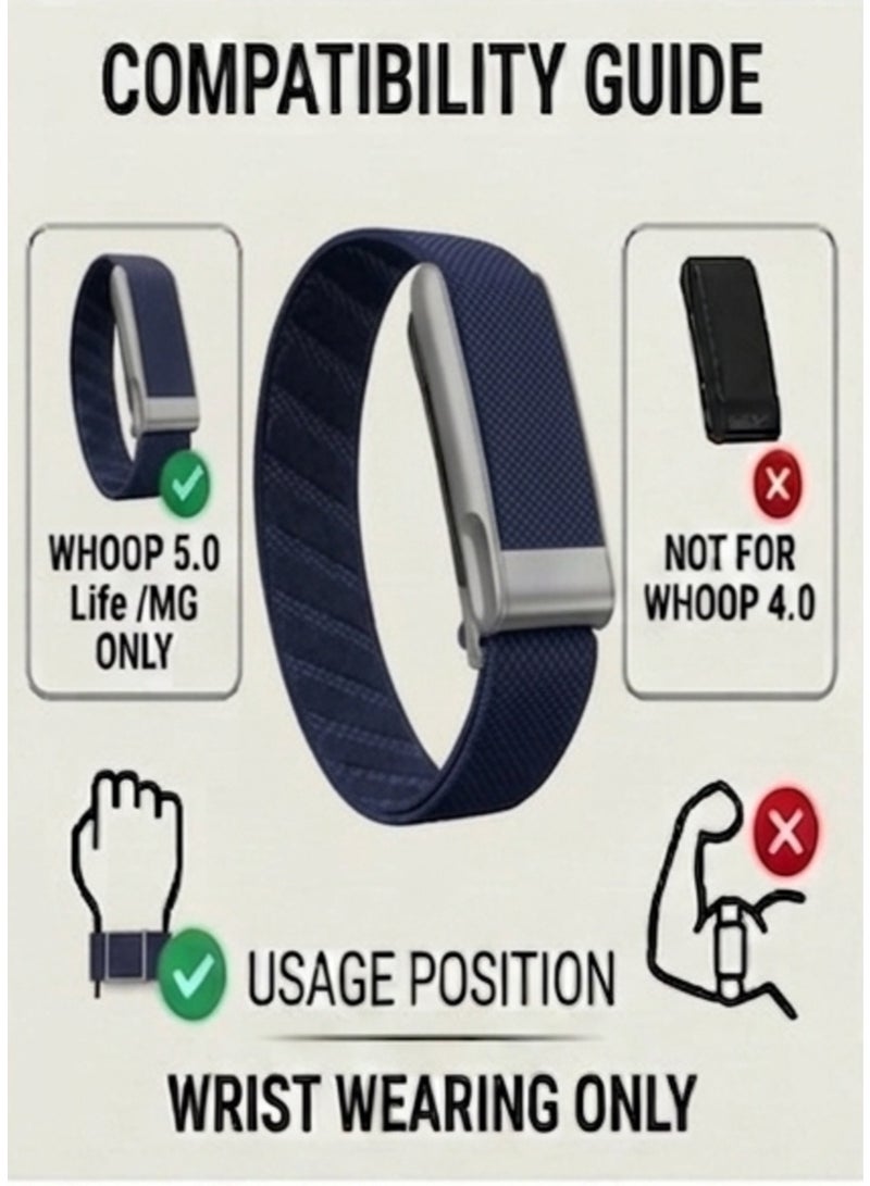 TEMPO Ultra-soft Nylon Sport Replacement Band for WHOOP 5.0 Life /MG – ECG Compatible | Breathable, Durable & Secure Fit Strap and Adjustable Wristband Replacement Strap with U Shaped Connector Easy to Use and Perfect for Every Occasion | NOT for Gen 4 - Image 2