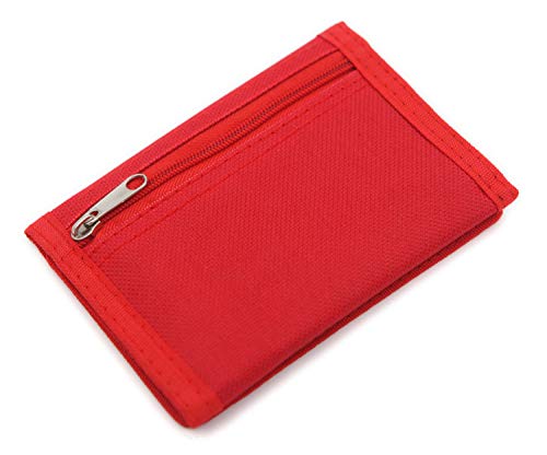 AI-DEE RFID Trifold Canvas Outdoor Sports Wallet for Kids - Front Pocket Wallet with Magic Sticker (Red) - Image 5