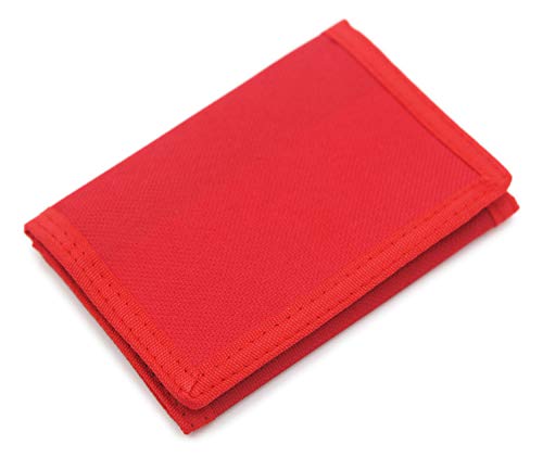 AI-DEE RFID Trifold Canvas Outdoor Sports Wallet for Kids - Front Pocket Wallet with Magic Sticker (Red) - Image 1