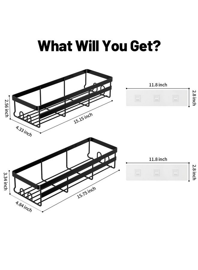 WOWBOX WOWBOX Shower Caddies 2 Pack - Adhesive Hanging Shower Shelf - Bathroom & Kitchen Organizers and Storage, No Drilling Stainless Shower Shelves for Home Decor Storage (Large), Black  - Image 2