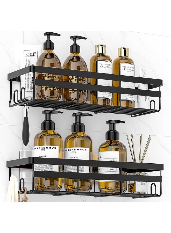 WOWBOX WOWBOX Shower Caddies 2 Pack - Adhesive Hanging Shower Shelf - Bathroom & Kitchen Organizers and Storage, No Drilling Stainless Shower Shelves for Home Decor Storage (Large), Black  - Image 1