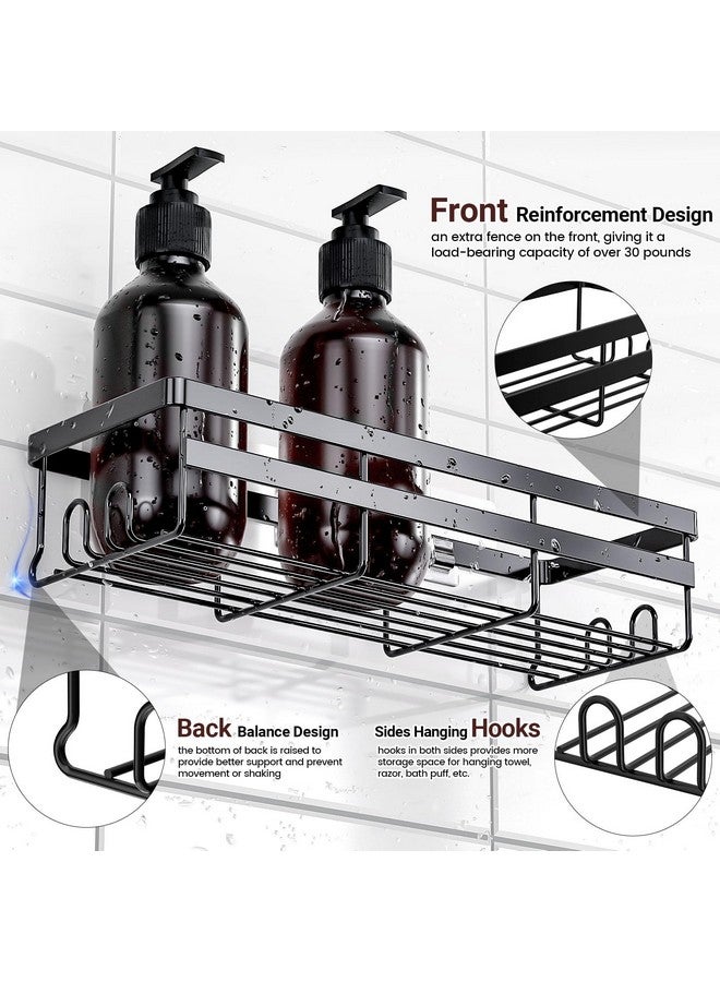 WOWBOX WOWBOX Shower Caddies 2 Pack - Adhesive Hanging Shower Shelf - Bathroom & Kitchen Organizers and Storage, No Drilling Stainless Shower Shelves for Home Decor Storage (Large), Black  - Image 3