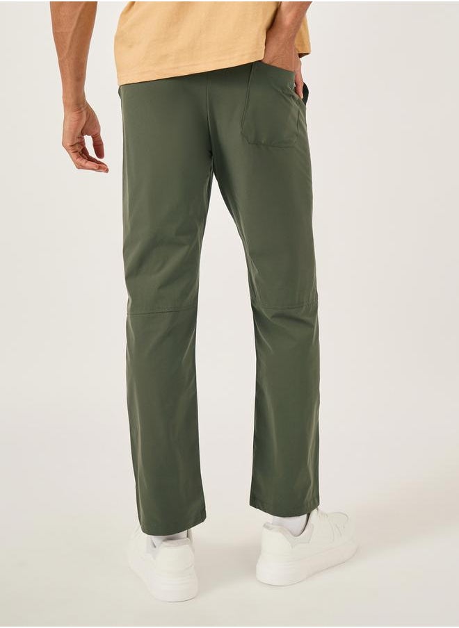 Fort Collins Men Solid Drawstring Waist Straight Leg Pants  - Image 4
