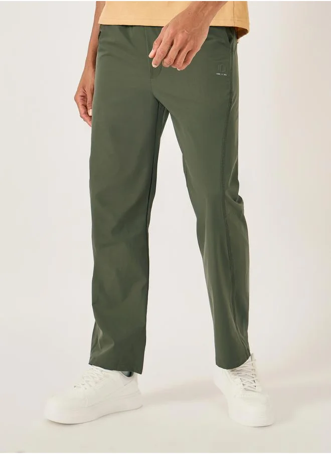 فورت كولينز Men Solid Drawstring Waist Straight Leg Pants