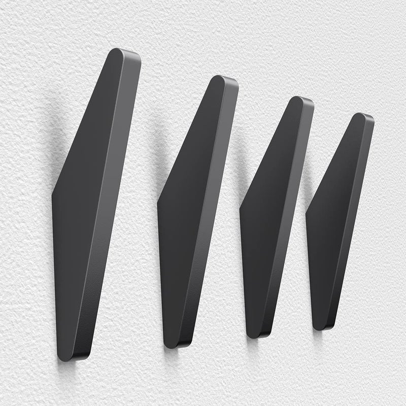 Cocoya 4Pack Metal Wall Hooks  Minimalist Coat Hooks Matte Black Simple Modern Easy Install Wall Mount Heavy Duty Aluminum Mid Century Entryway Bathroom  For Hanging Hat Purses Backpack Towel - Image 1