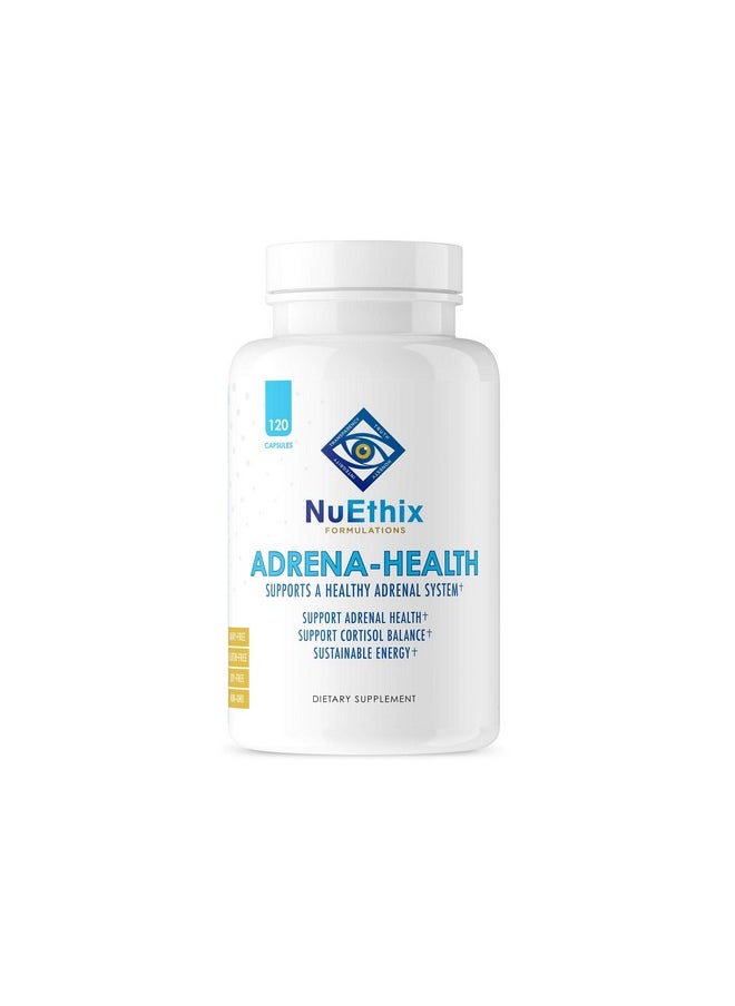 نو إيثيكس فورميلاشنز - مكمل غذائي Adrena-Health من NuEthix Formulas، يدعم صحة الكورتيزول، مستويات الطاقة، تعديل الحالة المزاجية، مكملات دعم الغدة الكظرية للنساء والرجال، مكمل للتعب - 120 كبسولة - Image 1