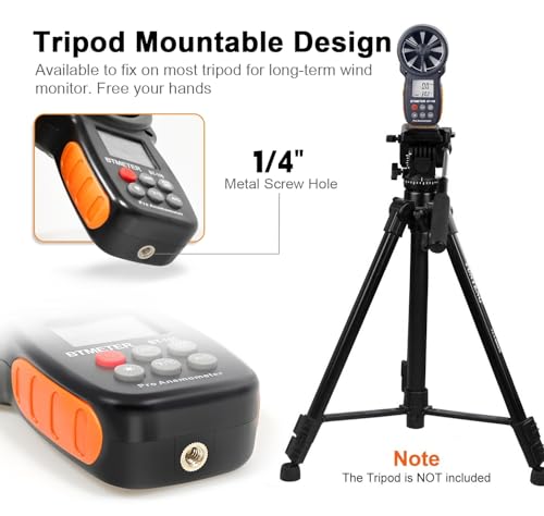 BTMETER BT-100 Handheld Anemometer, Digital Wind Speed CFM Meter Gauge Air Flow Velocity Tester for HVAC Shooting Drone, Wind Chill, 14℉-113℉ Wind Temperature - Image 3