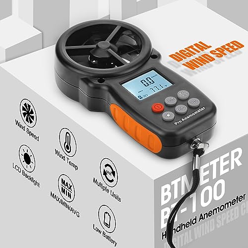 BTMETER BT-100 Handheld Anemometer, Digital Wind Speed CFM Meter Gauge Air Flow Velocity Tester for HVAC Shooting Drone, Wind Chill, 14℉-113℉ Wind Temperature - Image 2