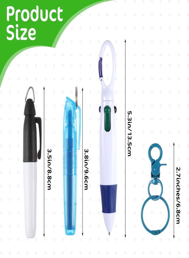Dimeho 24 Sets Nurse Pens Include Mini Highlighter Retractable Shuttle Ballpoint Pen Permanent Marker Pen Keychain Clip for Nursing Student School Staff - Image 2