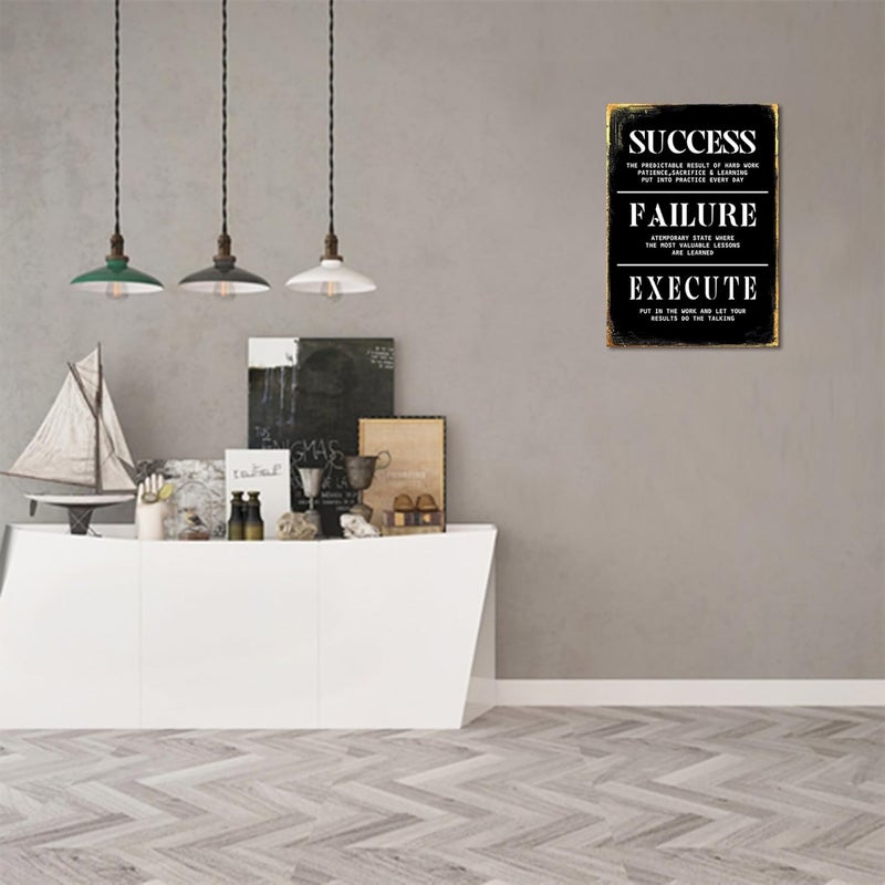 KAWAHONE Inspirational Wall Art Success Quote Execute Failure Definition Framed Canvas Wall Art Positive Motivational Print Artwork for Living Room Office Decor - Image 3