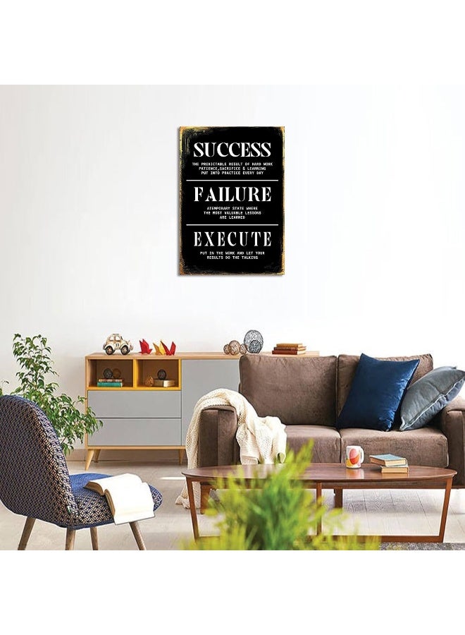 KAWAHONE Inspirational Wall Art Success Quote Execute Failure Definition Framed Canvas Wall Art Positive Motivational Print Artwork for Living Room Office Decor - Image 5