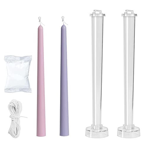 Ruiao 2-Pack Classic Tall Taper Candle Mold,Clear Plastic Pillar Candlestick Mold for Church Christmas Candlelight Dinner Valentine's Day (10.24inch) - Image 1