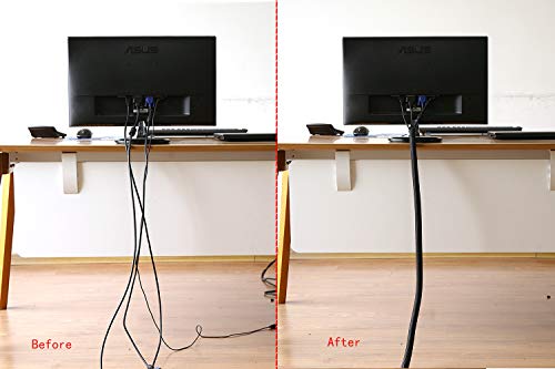 Alex Tech 25ft - 1/2 inch Cord Protector Wire Loom Tubing Cable Sleeve Split Sleeving For USB Cable Power Cord Audio Video Cable – Protect Cat From Chewing Cords - Black - Image 4