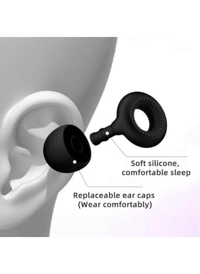 Sleep Loop Earplugs, Soft and Reusable Silicone Earplugs with 8 Tips (Size XS S/M/L) and Storage Pouch for Sleep, Noise Sensitivity, Deep Concentration and Travel - Black