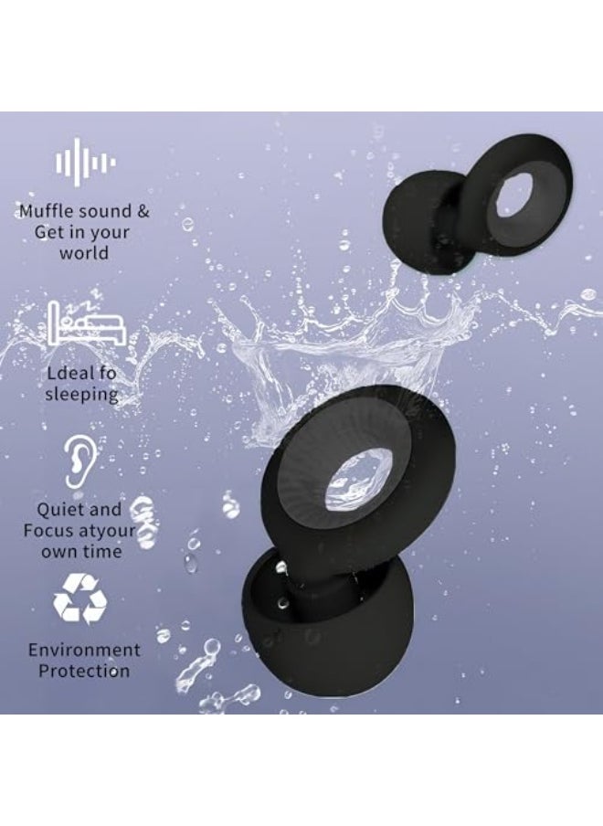 Sleep Loop Earplugs, Soft and Reusable Silicone Earplugs with 8 Tips (Size XS S/M/L) and Storage Pouch for Sleep, Noise Sensitivity, Deep Concentration and Travel - Black
