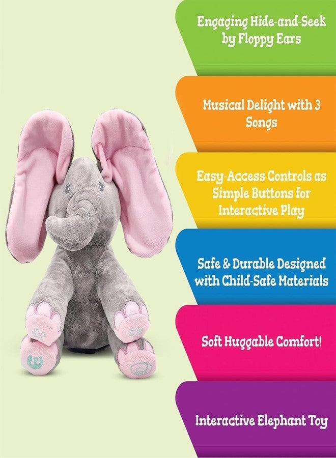 SELOME Peek-a-Boo Elephant Plush Toy for Babies & Toddlers - Musical Stuffed Elephant with Flapping Ears, Interactive Singing Soft Toy for Kids (Color May Vary) - Image 4