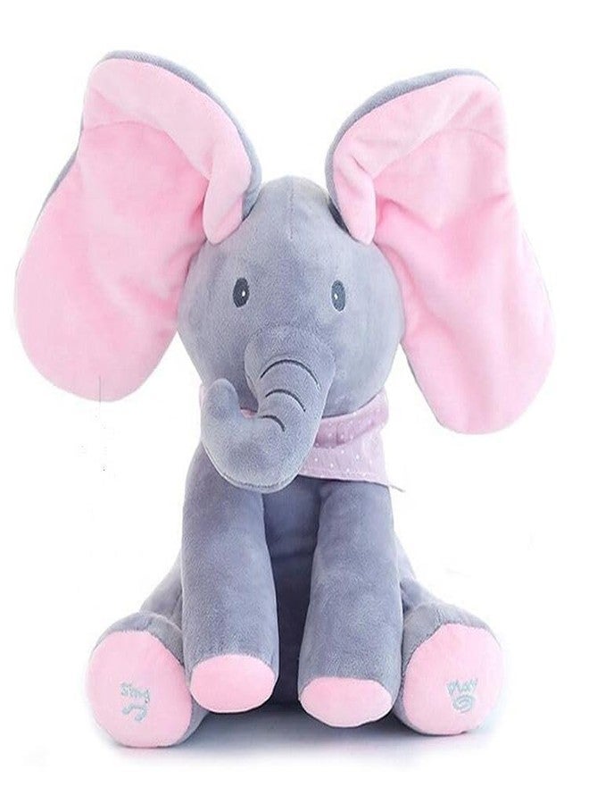 SELOME Peek-a-Boo Elephant Plush Toy for Babies & Toddlers - Musical Stuffed Elephant with Flapping Ears, Interactive Singing Soft Toy for Kids (Color May Vary) - Image 1