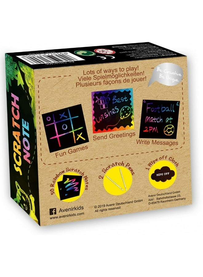Avenir - Scratch Note 50 scratch cards | fantastic way for kids and adults alike to express their creativity! Play fun games like tic-tac-toe, send cute greetings to friends and family, write messages that jump out with rainbow colours! | includes an easy-to-grasp scratch tool, and a wiping cloth. Cards measure 3.5" x 3.5". For ages 3 years and up. - Image 4