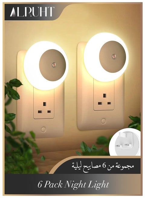 6-Piece LED Night Light Plug in Wall with Smart Light Sensor, Good for Sleep, Children Light for Hallway, Toddler Beds, Stairs, Warm White