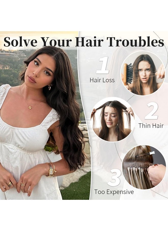 KooKaStyle Invisible Wire Hair Extensions With Transparent Headband Adjustable Size 4 Secure Clips Long Wavy Secret Wire Hairpiece 20 Inch Reddish Chocolate Brown For Women 