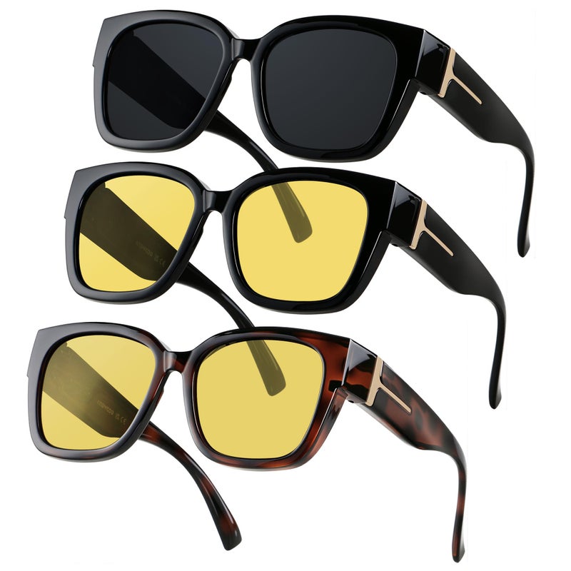 ANDWOOD Polarized Sunglasses Fit Over Glasses for Women Men Oversized Square Shades UV400 Protection Bulk Gradient Sun glasses - Image 1
