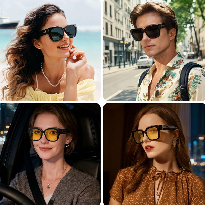 ANDWOOD Polarized Sunglasses Fit Over Glasses for Women Men Oversized Square Shades UV400 Protection Bulk Gradient Sun glasses - Image 2