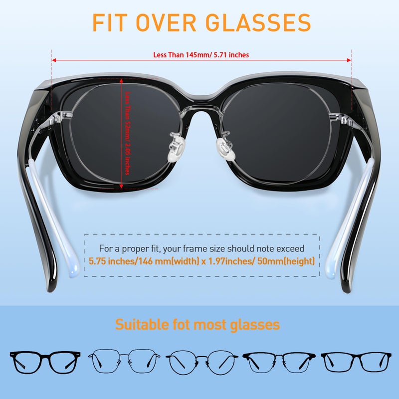 ANDWOOD Polarized Sunglasses Fit Over Glasses for Women Men Oversized Square Shades UV400 Protection Bulk Gradient Sun glasses - Image 5