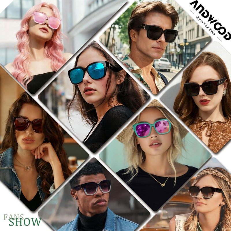ANDWOOD Polarized Sunglasses Fit Over Glasses for Women Men Oversized Square Shades UV400 Protection Bulk Gradient Sun glasses - Image 4