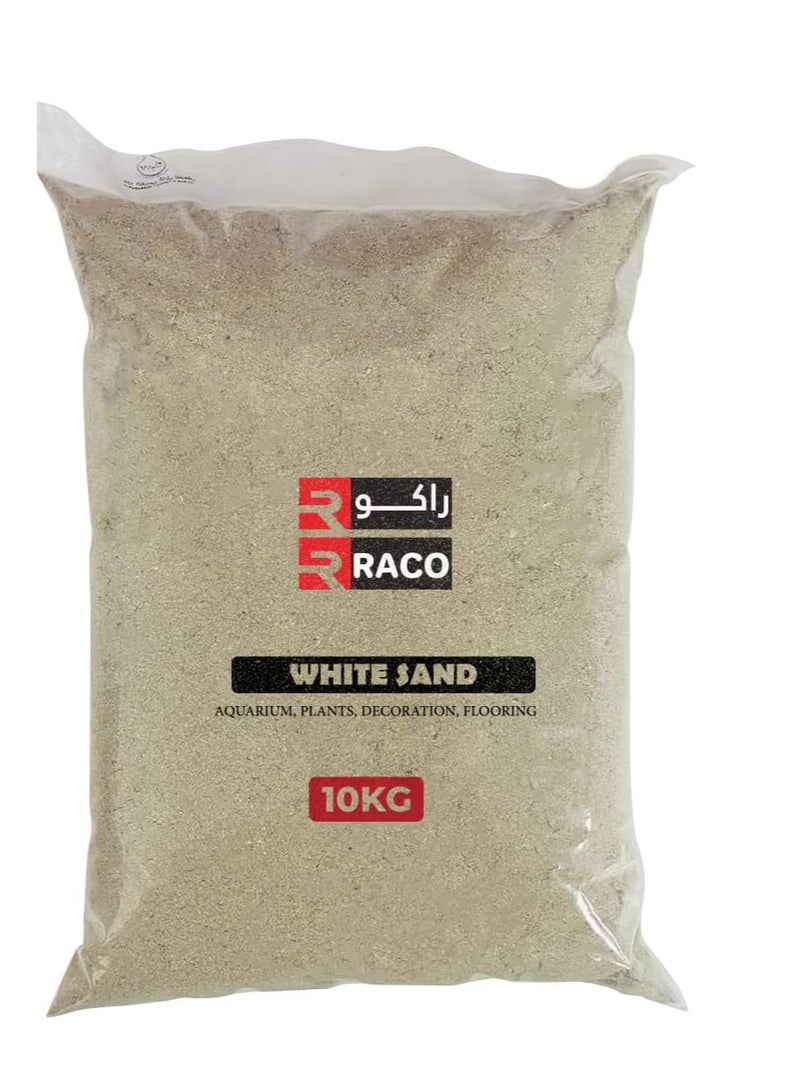 RACO Multi Purpose Natural Sand for Construction Flooring Aquarium Plants and DIY (10KG, WHITE) - Image 1
