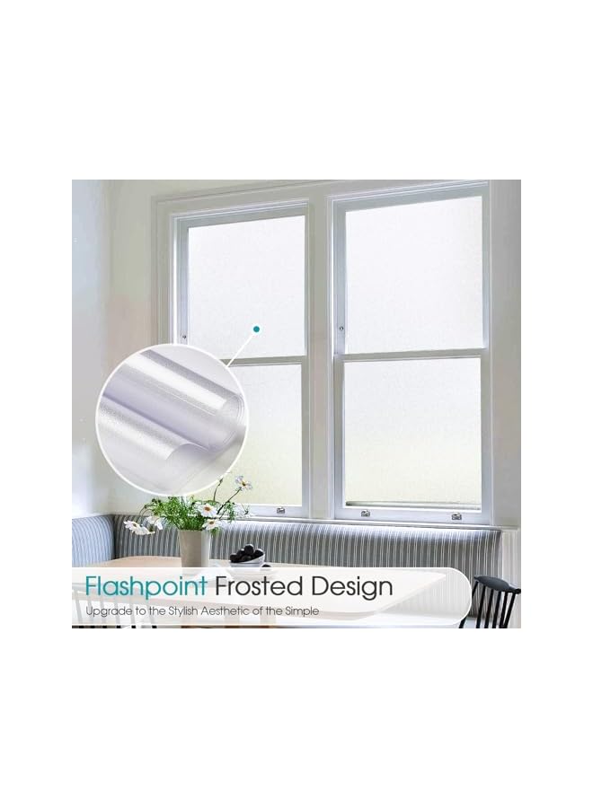 The Bros فيلم نافذة خصوصية زجاج مصنفر لاصق ثابت حجب الشمس التحكم في الحرارة تظليل نافذة نهاراً وليلاً للمنزل حمام باب تغطية زخرفية مصنفر (17.5 × 78.7 بوصة، نقي) - Image 2