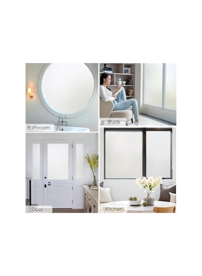 The Bros فيلم نافذة خصوصية زجاج مصنفر لاصق ثابت حجب الشمس التحكم في الحرارة تظليل نافذة نهاراً وليلاً للمنزل حمام باب تغطية زخرفية مصنفر (17.5 × 78.7 بوصة، نقي) - Image 4