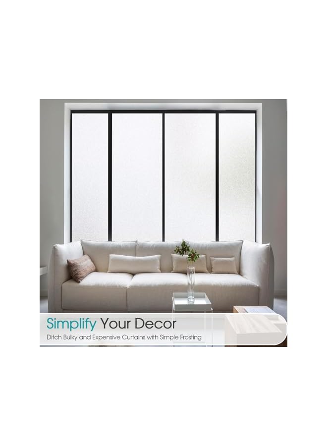 The Bros فيلم نافذة خصوصية زجاج مصنفر لاصق ثابت حجب الشمس التحكم في الحرارة تظليل نافذة نهاراً وليلاً للمنزل حمام باب تغطية زخرفية مصنفر (17.5 × 78.7 بوصة، نقي) - Image 3