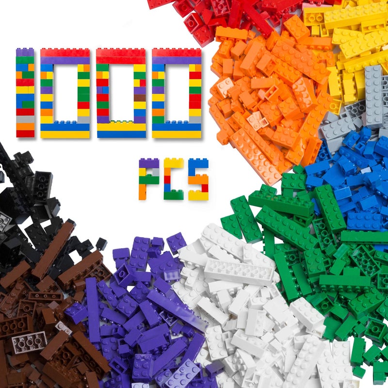 Barcaloo 1000 Piece Building Bricks Play Set, 10 Classic Colors Bulk Building Blocks, Generic Brick Building Parts, for Boys and Girls, Classic - Image 1