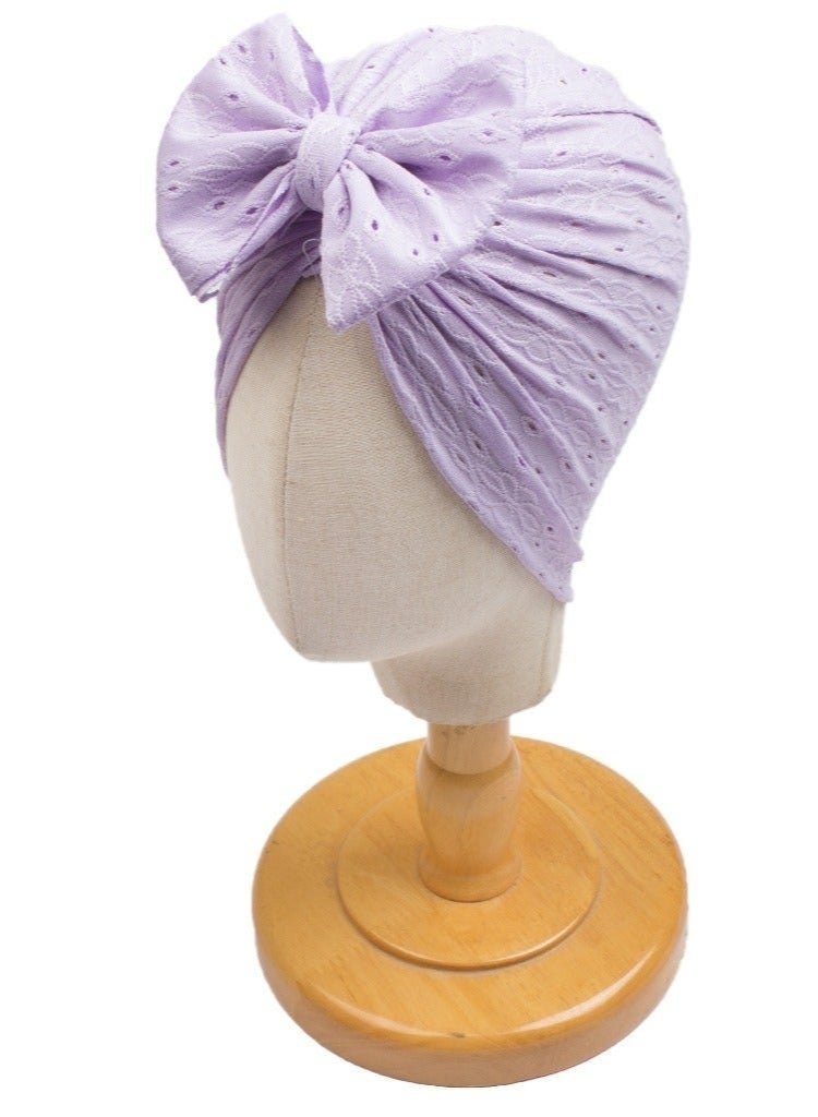Wish Plus 6 Pcs Big Bow Turban Beanie Caps Mesh Newborn Baby Solid Knot Hats Toddler Turban Bow Cap - Image 5