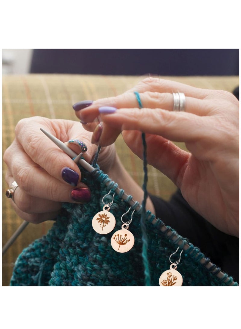 Zikra 16Pcs Removable Locking Stitch Markers, with 2 Wooden Storage Box Knitting Tools Accessories, for Knitting and Crocheting, Wooden Crochet Stitch Marker Charms Locking Stitch Marker - Image 3