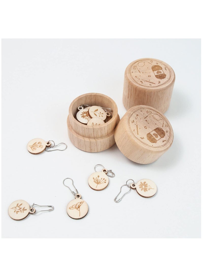 Zikra 16Pcs Removable Locking Stitch Markers, with 2 Wooden Storage Box Knitting Tools Accessories, for Knitting and Crocheting, Wooden Crochet Stitch Marker Charms Locking Stitch Marker - Image 5