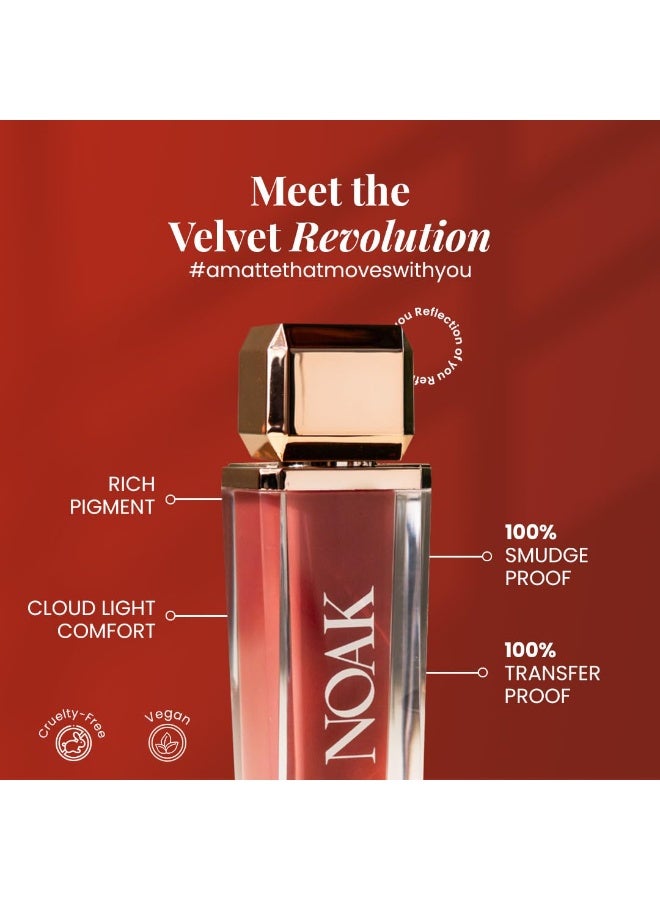 Noak Velvet Matte Liquid Lipstick for Women | Waterproof, Smudge-Proof & Transfer-Proof | Long-Lasting up to 8Hrs | Bold & Highly Pigmented | Cruelty-Free | 5ml (Rust Lush) - Image 3